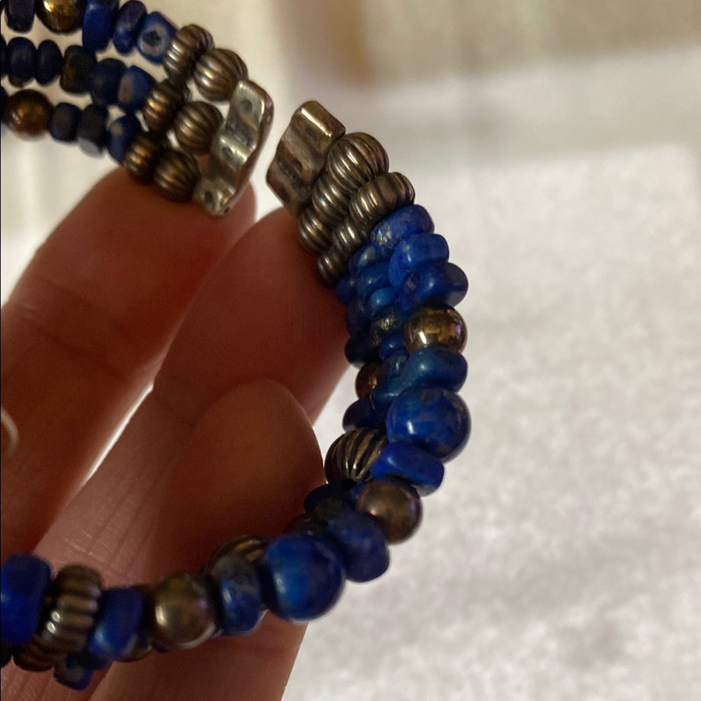 Blue and Silver Beaded Bracelet - Picture 7 of 7